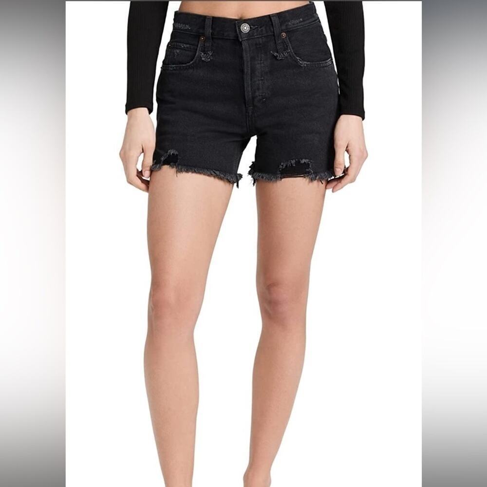 Free People Makai Black Denim Cutoff Shorts